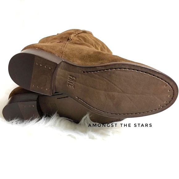 Frye Cara Suede Wood Brown Slouchy Tall Boots - Picture 5 of 8